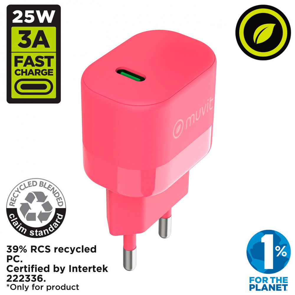 Cargador de Pared Muvit for Change Tipo C PD 25W Magenta