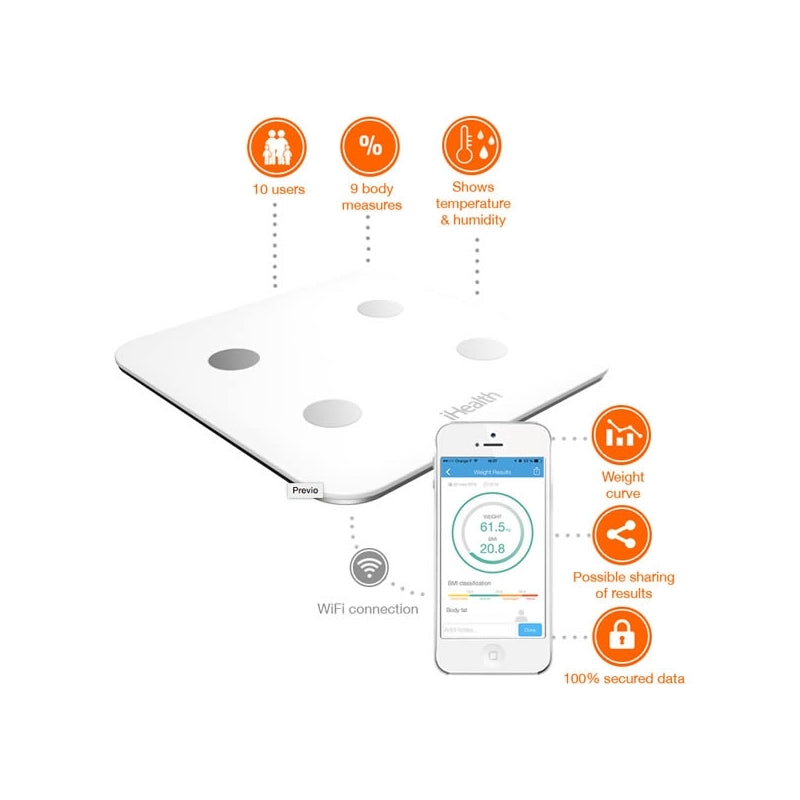 Bascula de análisis corporal Bluetooth iHealth Usada **No incluye las pilas**.