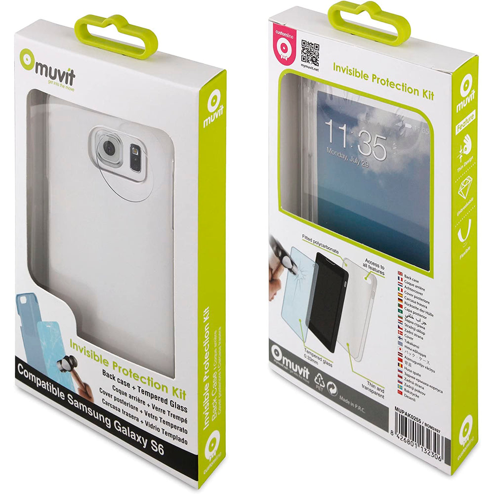 Pack Muvit Samsung Galaxy S6 Cristal Soft transparente+protector de pantalla.