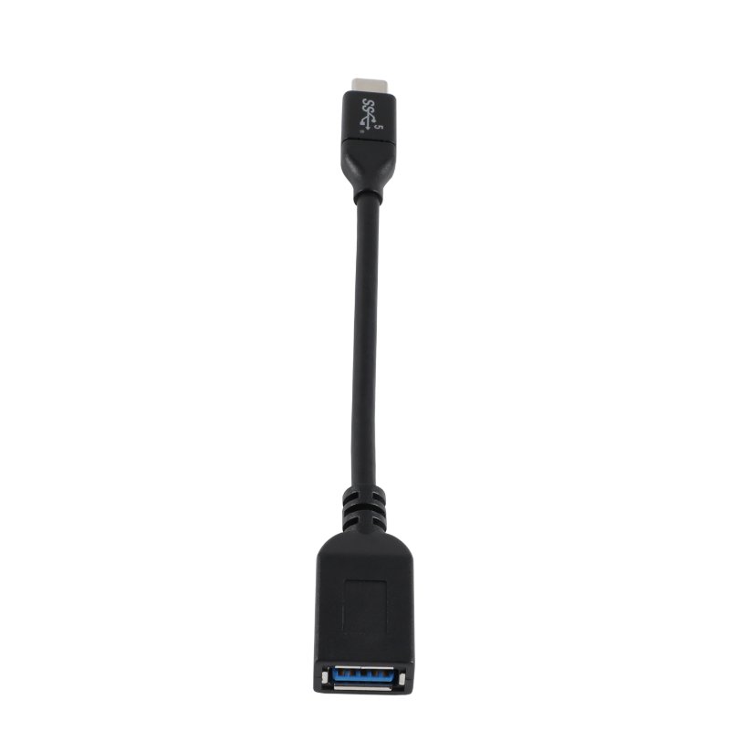 Cable V7 USB negro con conector USB A 3.2 Gen1 hembra a USB-C macho