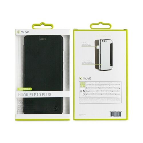 Funda Muvit Folio con Parte Trasera Transparente para Huawei P10 negro.