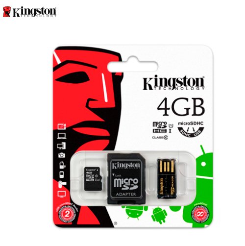 Multi Kit Kingston 4GB con Tarjeta microSD y adaptador Clase 10 Negro
