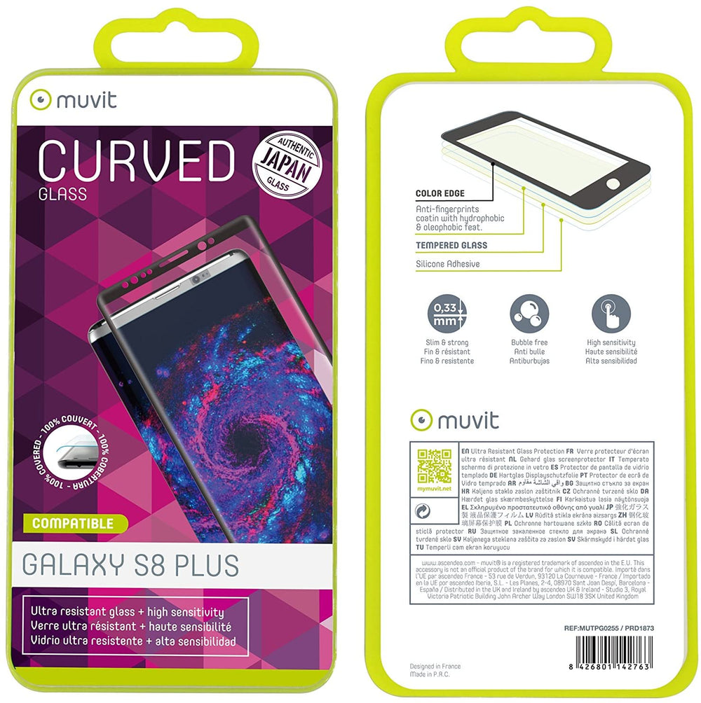 Protector de pantalla Muvit para Samsung Galaxy S8 Plus vidrio templado curvo