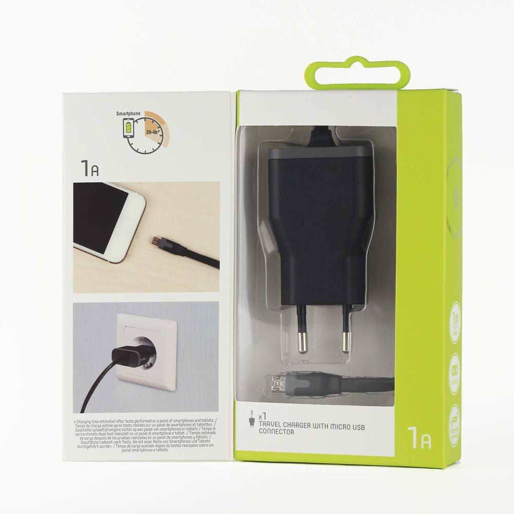 Muvit transformador Micro USB 1A 1m negro.