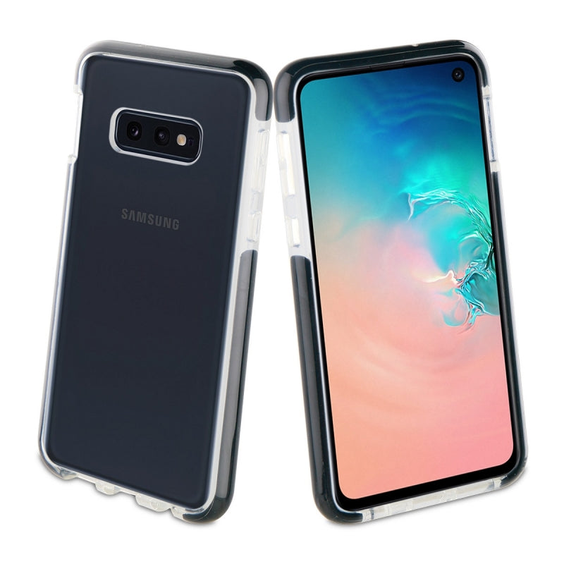 Funda Muvit Tiger Soft Samsung Galaxy S10e shockproof transparente+borde negro.