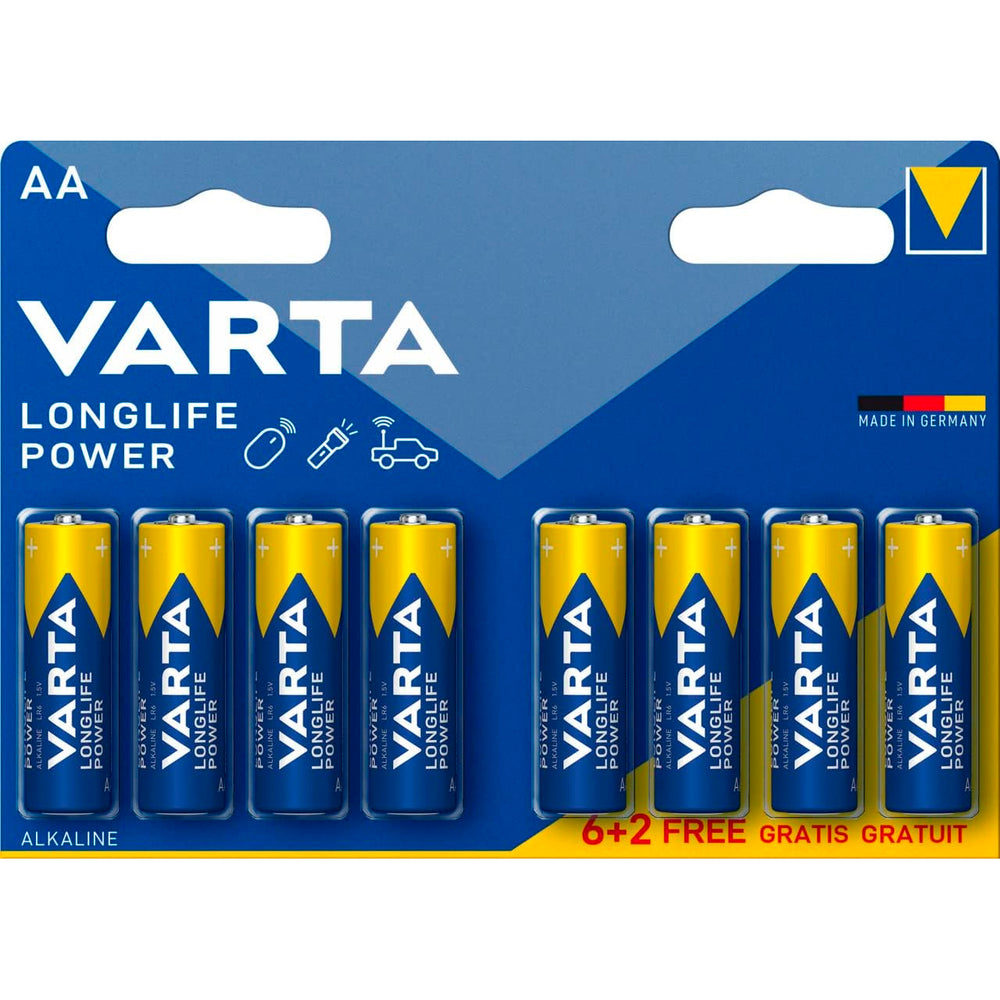 Pilas VARTA Longlife Power AA Mignon LR06 (Paquete de 6+2 Unidades gratis)