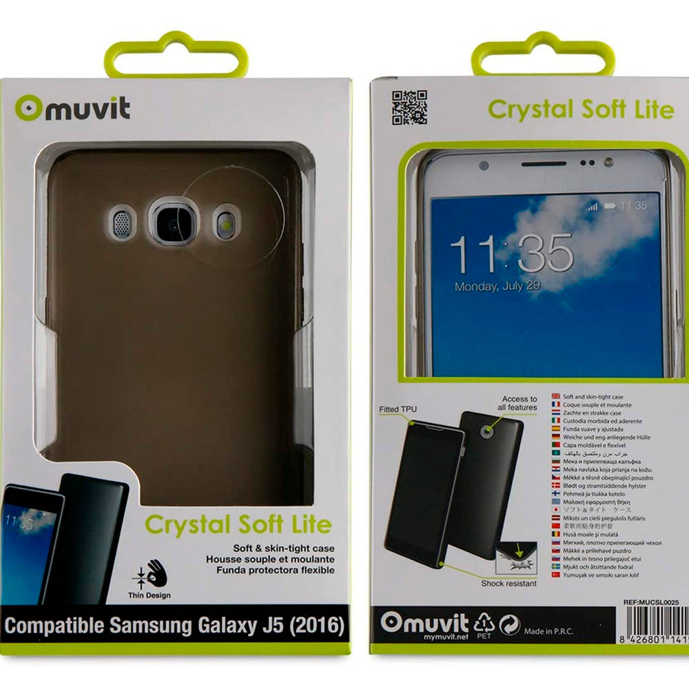 Funda Muvit Cristal Soft para Samsung Galaxy J5 2016 gris