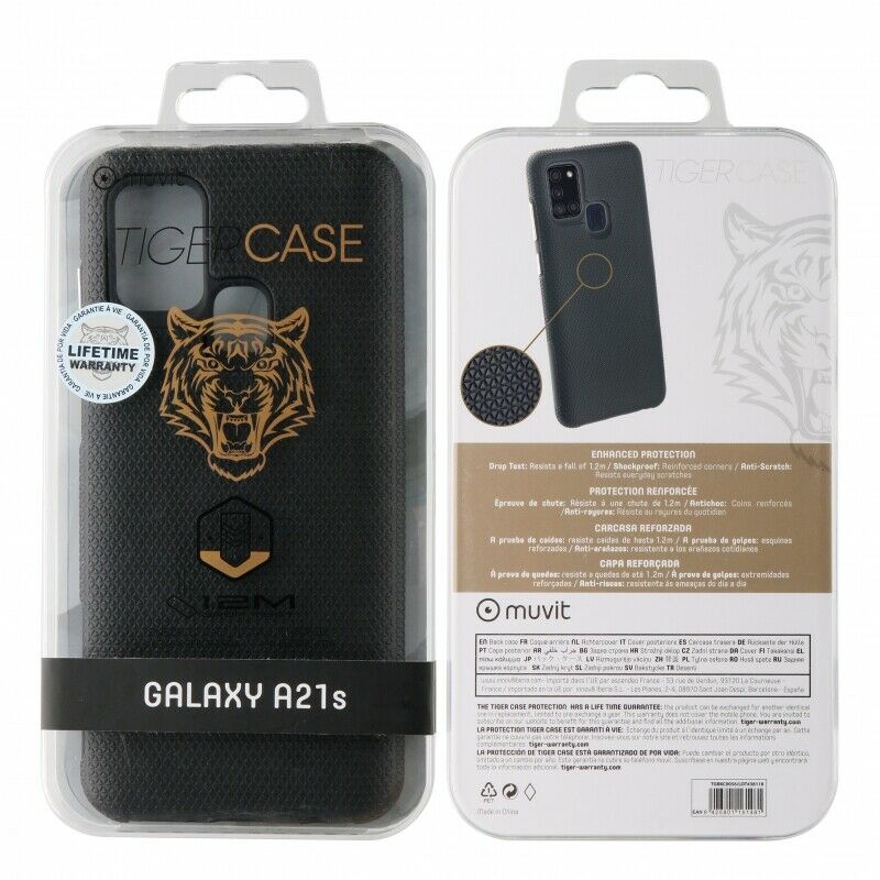 Funda Muvit Tiger Triangle para Samsung Galaxy A21S shockproof 1,2m negra(NUEVO)