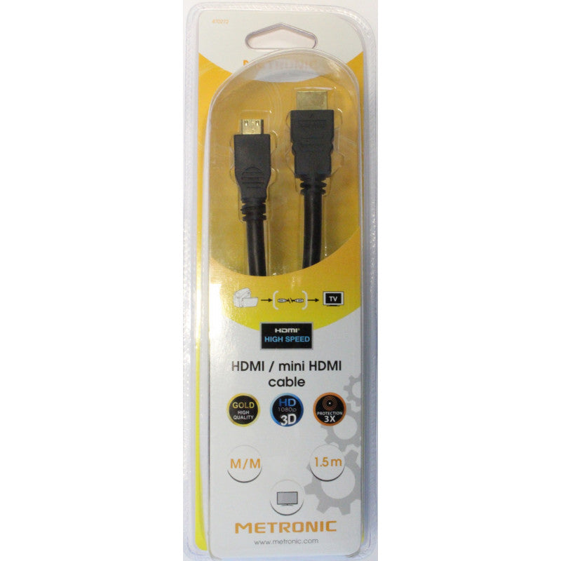 Cable Metronic 470272 HDMI/Ethernet Macho/macho 1,5mts negro