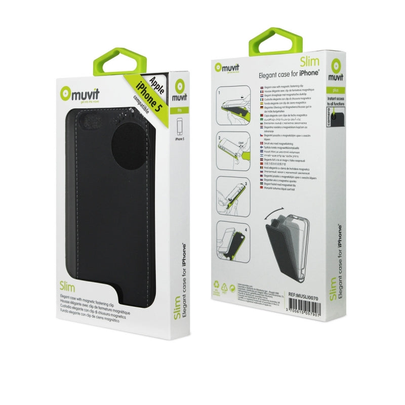 Pack Muvit Apple iPhone SE/5S/5 funda Slim negra + protector pantalla flexible