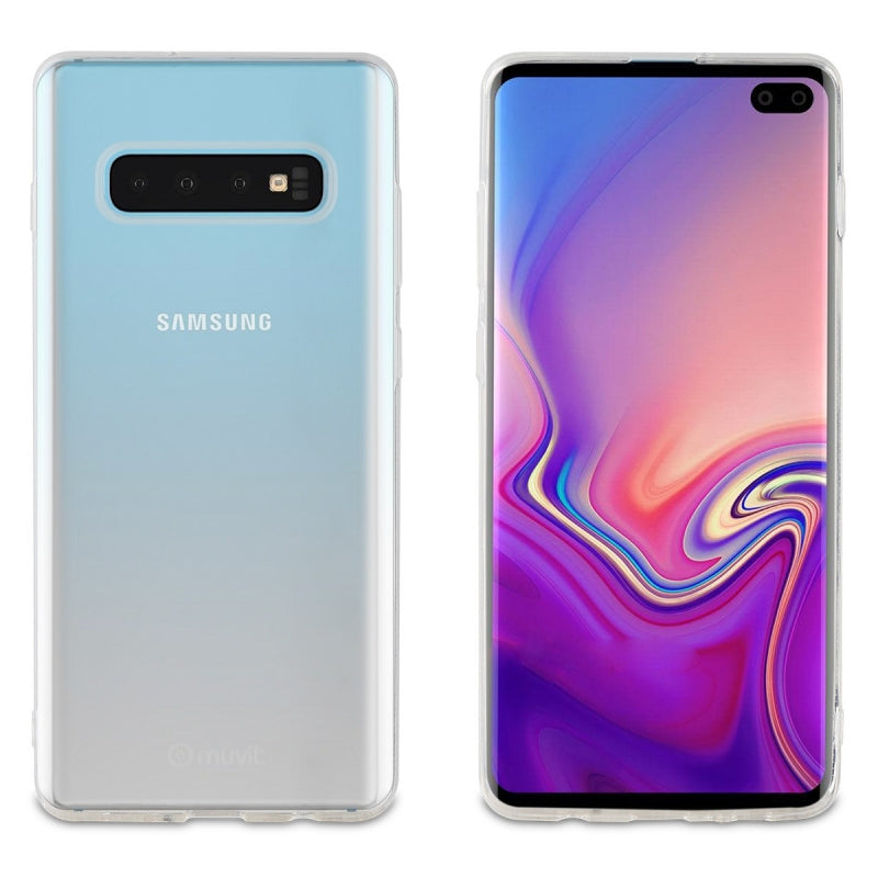 Pack Muvit para Samsung Galaxy S10+ funda Cristal Soft+protector vidrio (NUEVA)