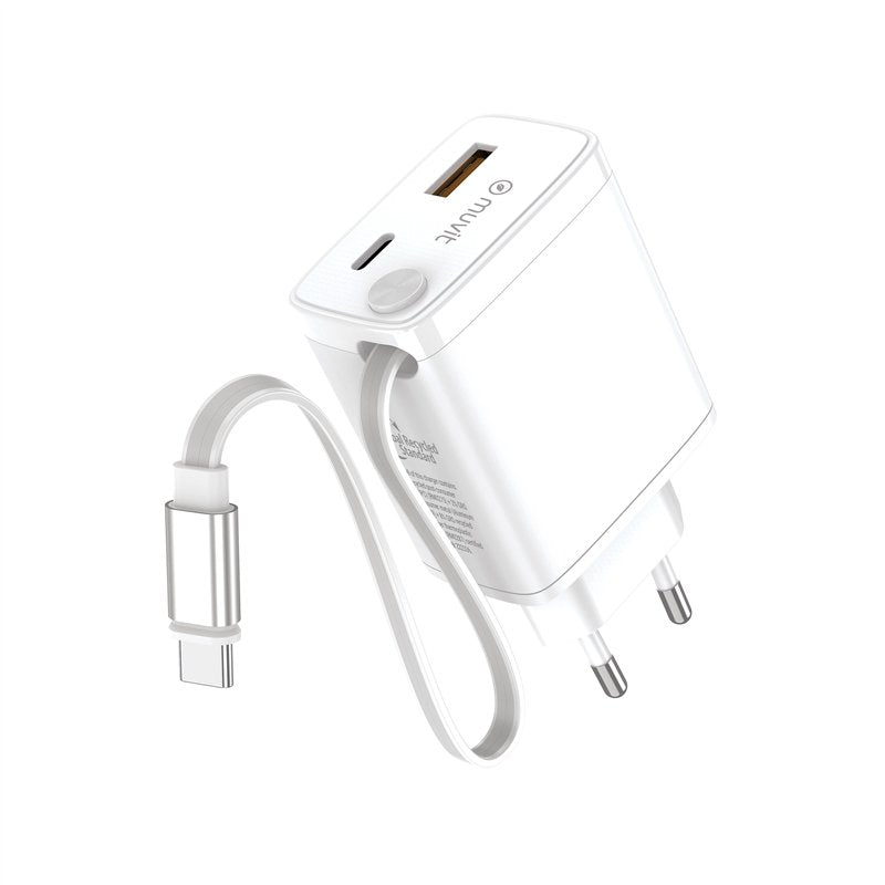 Cargador de Pared Muvit for Change Retráctil Tipo C PD 30W blanco Usado