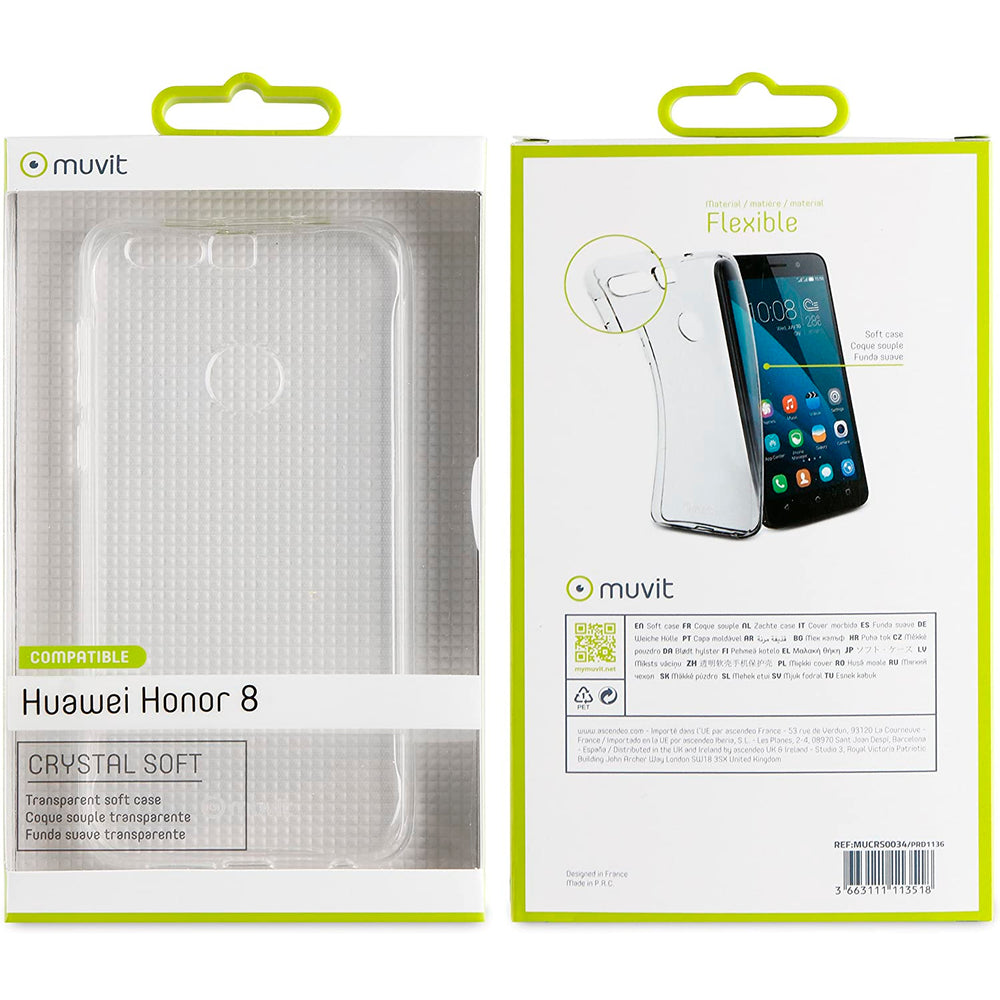 Funda Muvit Cristal Soft para Huawei Honor 8 transparente.