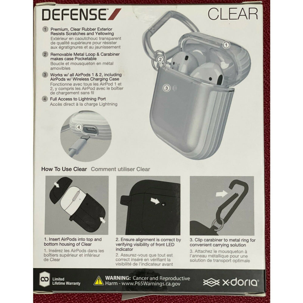 Estuche X-Doria Serie Defense Clear para Apple Air Pods 1 y 2 color transparente