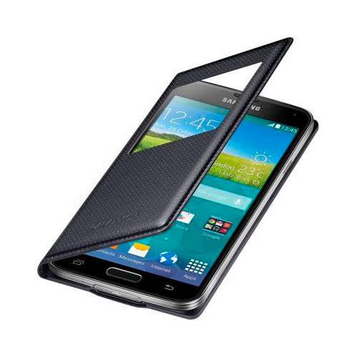 Funda original Samsung S View Cover para Samsung Galaxy S5/S5 Neo color negro.