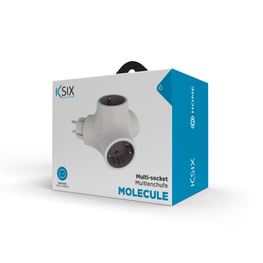Enchufe modular combinable Molecule KSIX 3 tomas de corriente seguridad gris