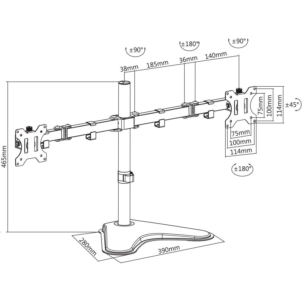 Soporte V7 DS2FSD para monitores de escritorio doble