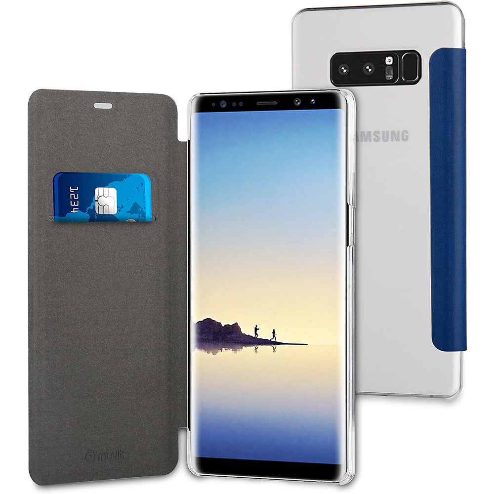 Funda Muvit Folio con Parte Trasera Transparente para Samsung Galaxy Note 8 Azul