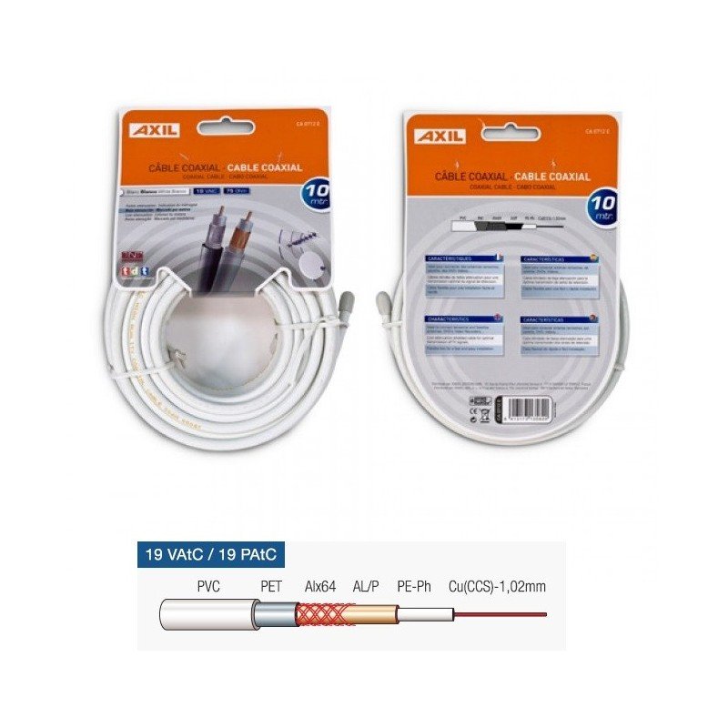 Cable Coaxial Engel Blanco 10m AXIL CA0712E