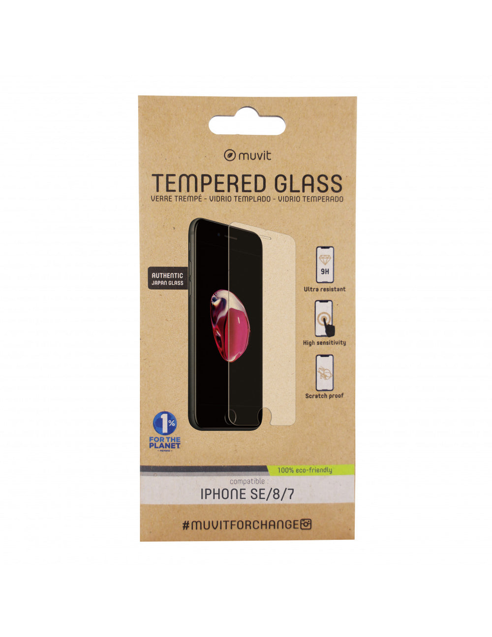 Protector pantalla Muvit para Apple iPhone SE/8/7 vidrio templado plano