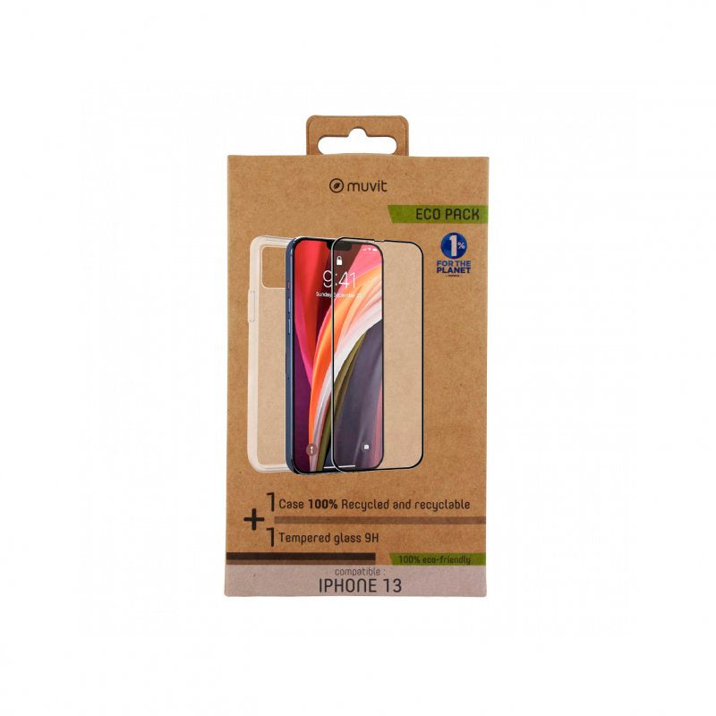 Pack Muvit for Change para Apple iPhone 13 Funda cristal soft+protector de pant.