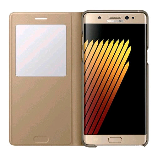 Funda original Samsung S View Cover para Samsung Galaxy Note 7 dorado.