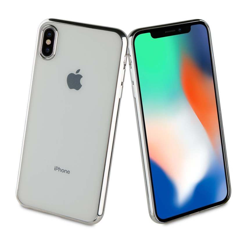 Funda Muvit Life Bling para Apple iPhone XS MAX borde plata.