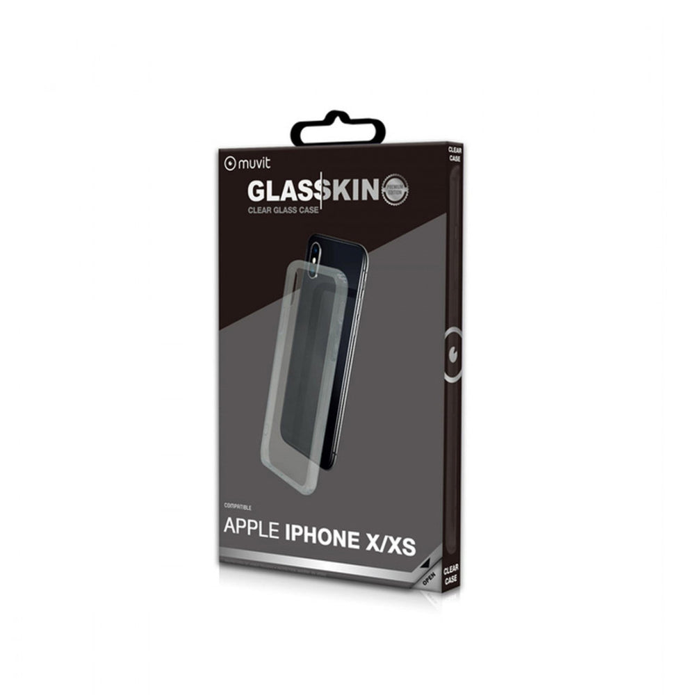 Funda Muvit Skin para Apple iPhone XS/X vidrio templado marco transparente.