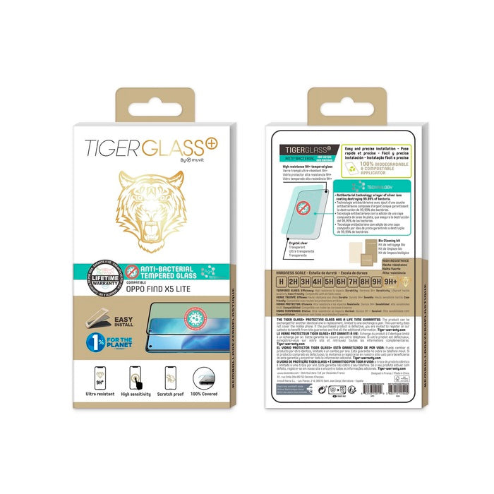 Protector de pantalla Tiger Oppo Find X5 Lite vidrio templado curvo
