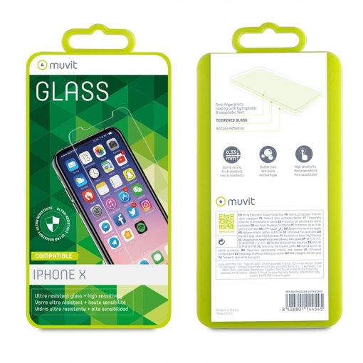 Protector de pantalla Muvit para Apple iPhone 11 Pro/Xs/X vidrio templado plano