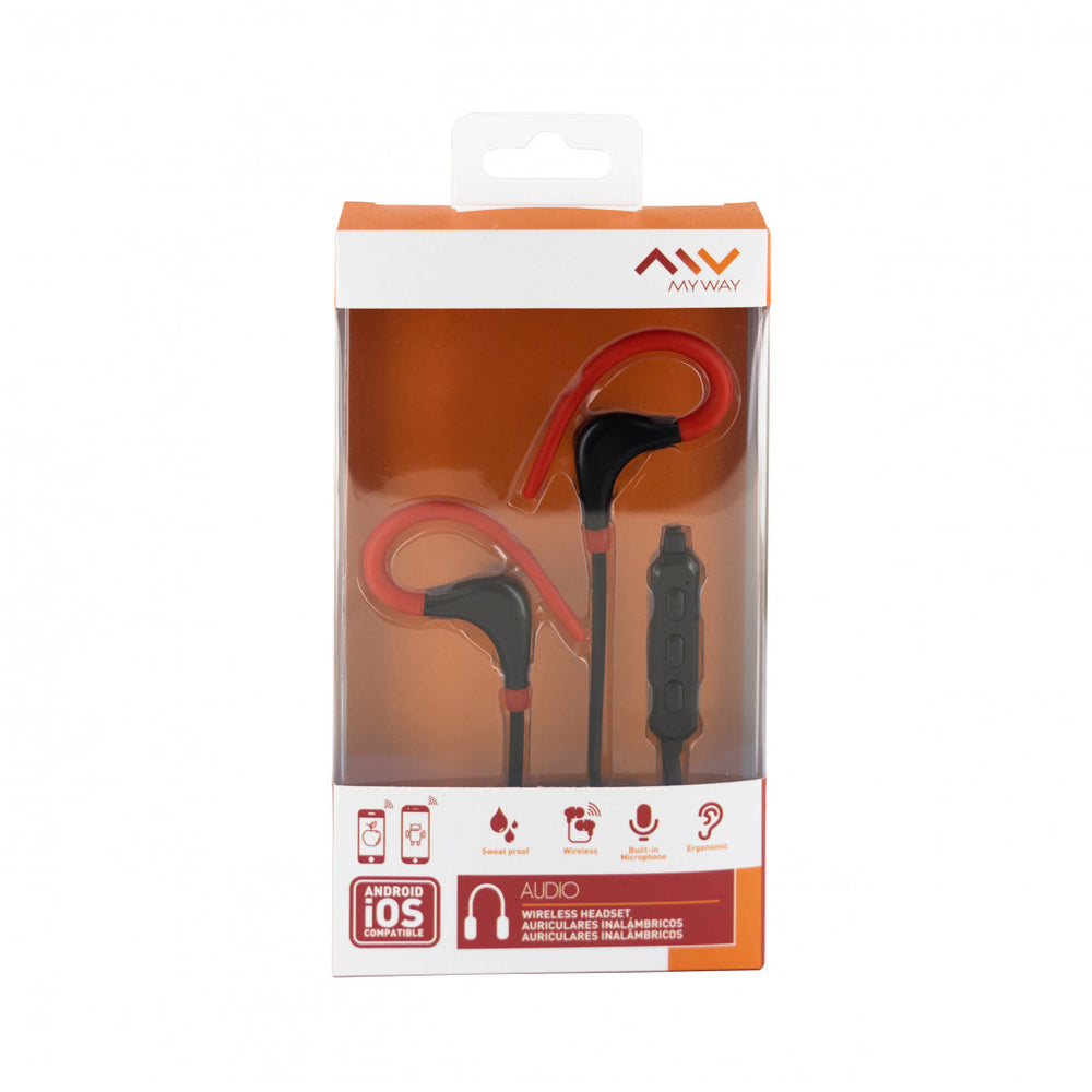 Auriculares Myway estéreo wireless sport rojo (NUEVO)