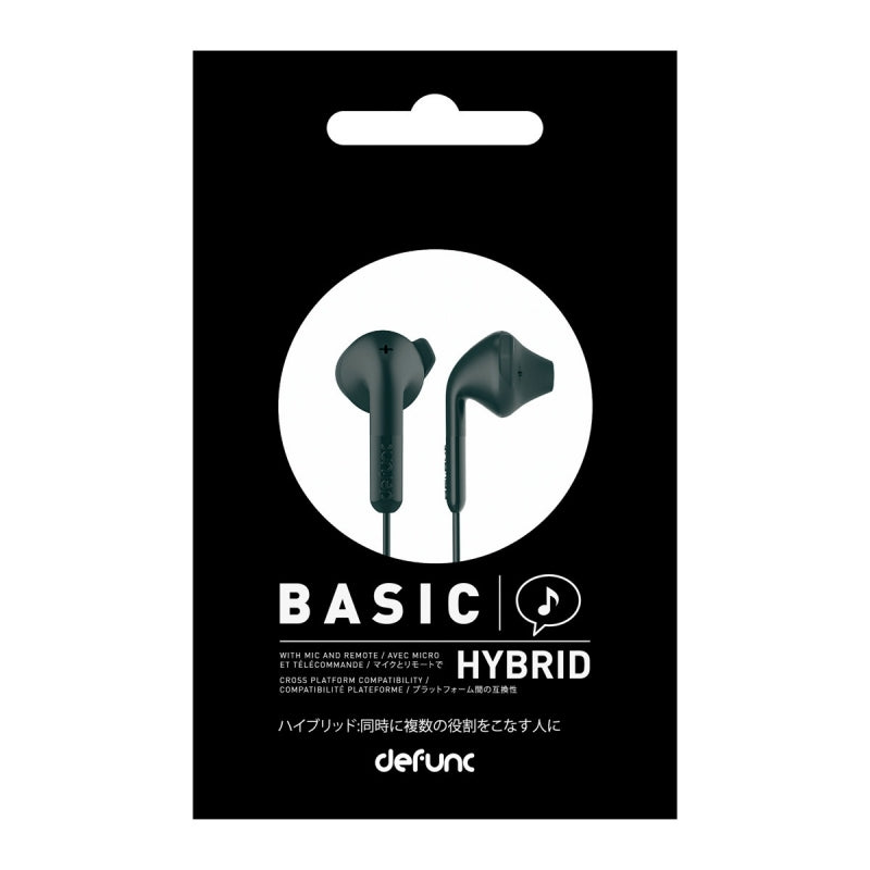 Auriculares DeFunc Basic Hybrid con cable jack 3,5mm negros