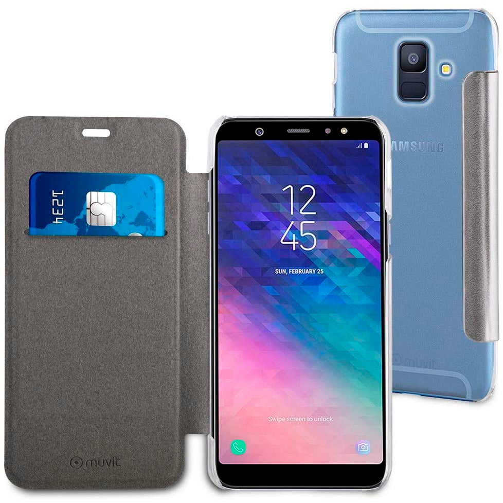 Funda Muvit Folio con Parte Trasera Transparente para Samsung Galaxy A6 2018.
