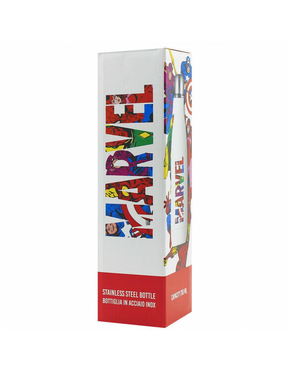 Puro botella de acero inoxidable 750ml logo Marvel color blanco Usada
