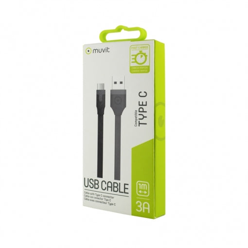 Cable Muvit USB-tipo C 3A 1m Negro, USB-C