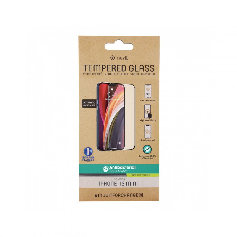 Protector de pantalla Muvit for Change marco negro para Apple iPhone 13 Mini