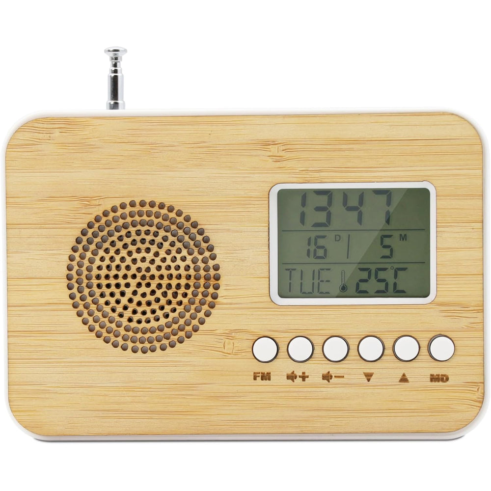 Radio Reloj Despertador Digital Mooov 477320 bambú con Pantalla de Temperatura