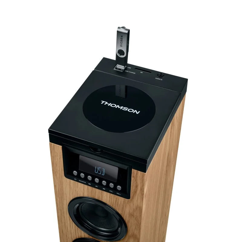 Torre de Sonido Thomson DS122CD Bluetooth con Reproductor de CD 60 W Madera