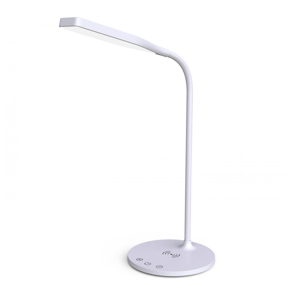 Lámpara sobremesa Muvit iO WiFi base de carga inalámbrica y puerto USB blanca