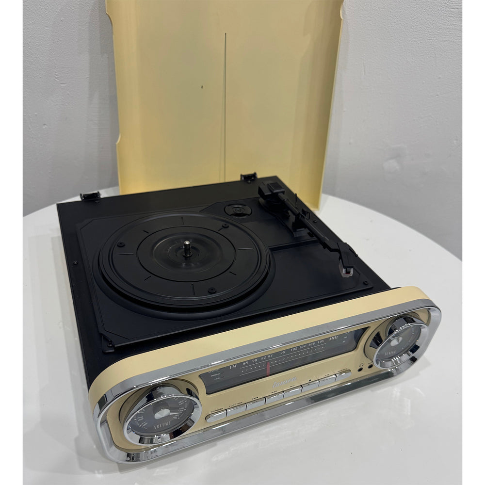 Tocadiscos Lauson 01TT15 vintage BT USB grabación crema Usado *Rota bisagra*