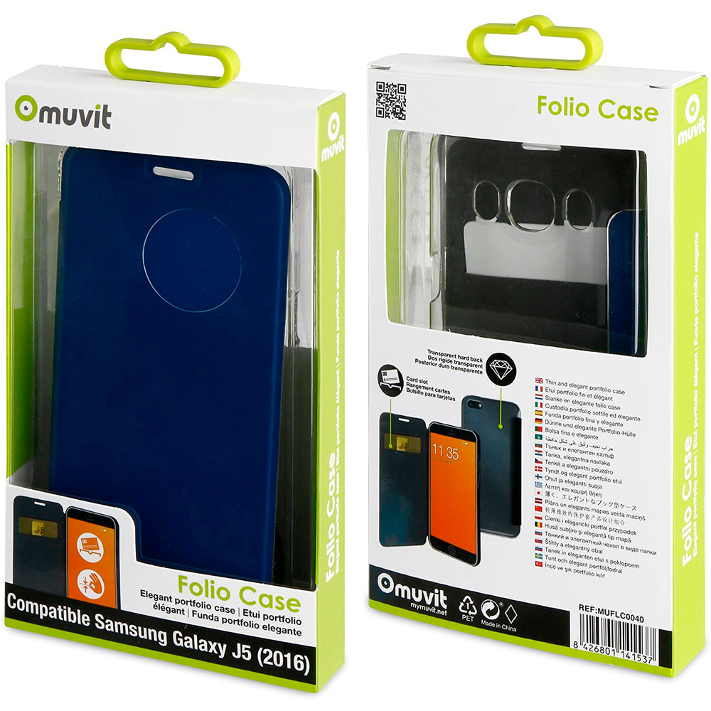 Funda Folio Muvit para Samsung Galaxy J5 2016 Transparente.