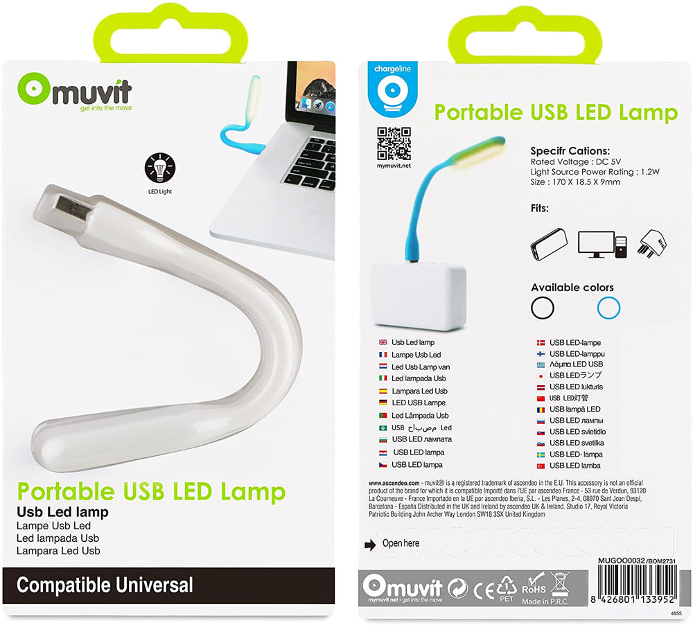 Lámpara Muvit LED con USB color Blanco.