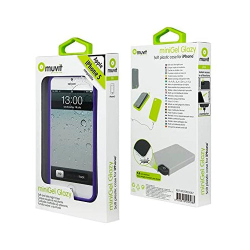 Pack Muvit con funda minigel y protector para Apple iPhone SE/5S/5 color lila.