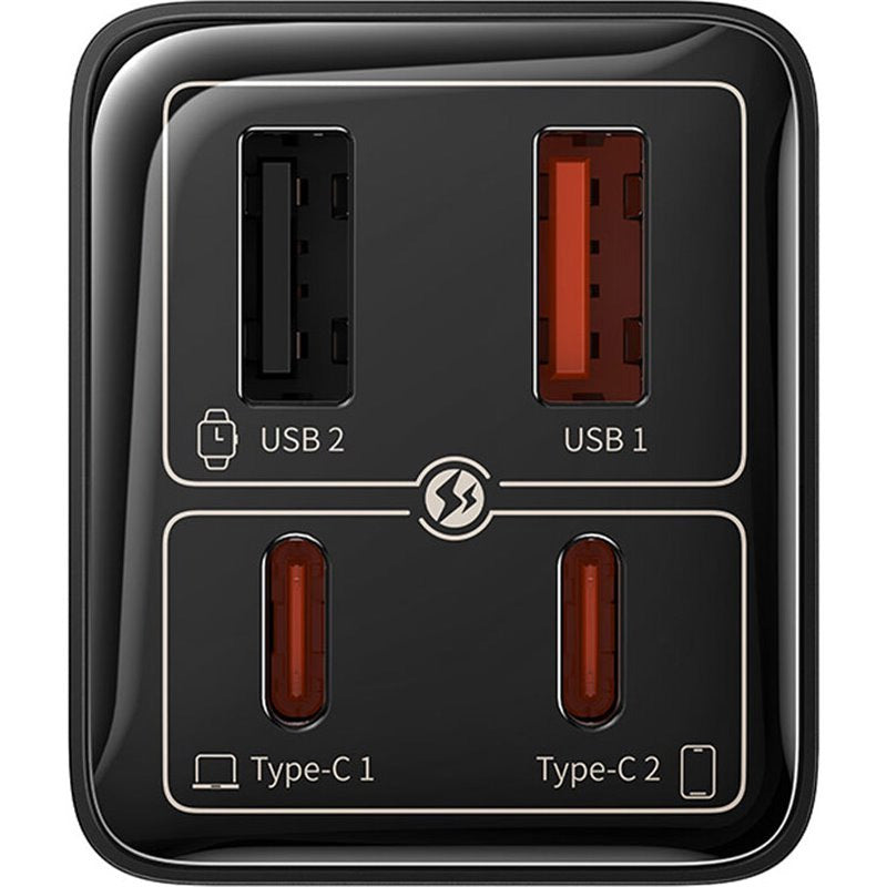 Cargador rápido Baseus GaN6 Pro de 4 puertos 65W 2 USB-A and 2 USB-C Negro