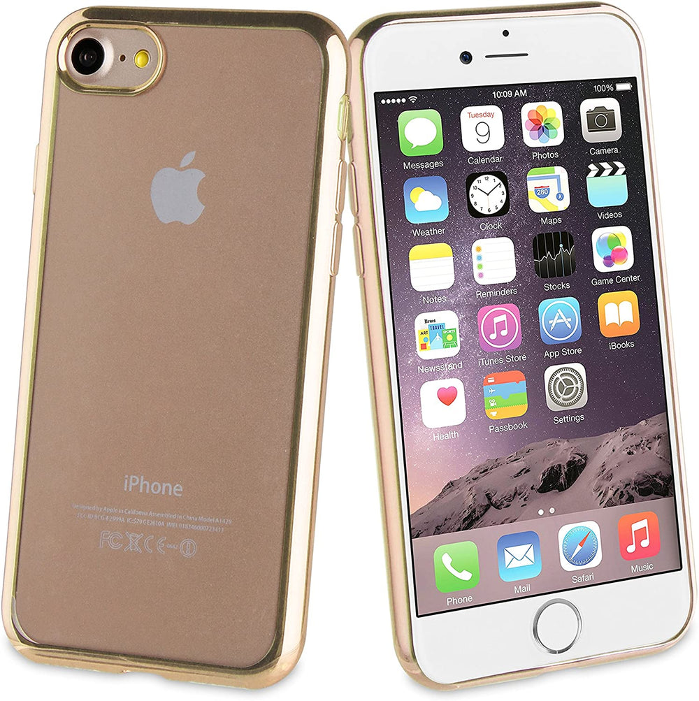 Funda Muvit Life Bling para Apple iPhone 8/7 Transparente con Marco Dorado.