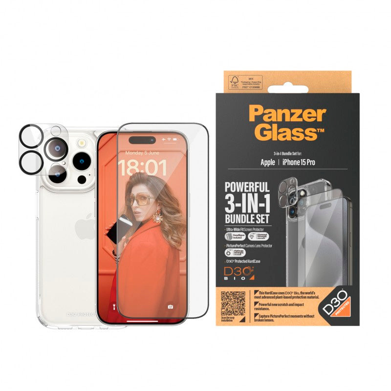 Funda PanzerGlass para iPhone 15 Pro **No incluye proyectores**