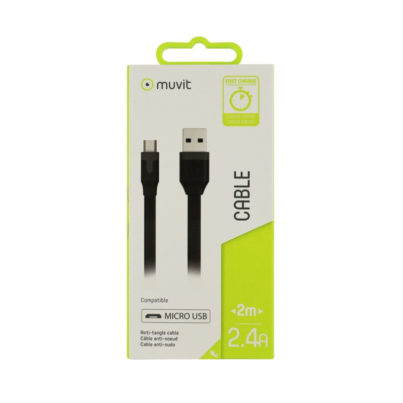Cable Muvit USB-Micro USB 2.4A 2m negro