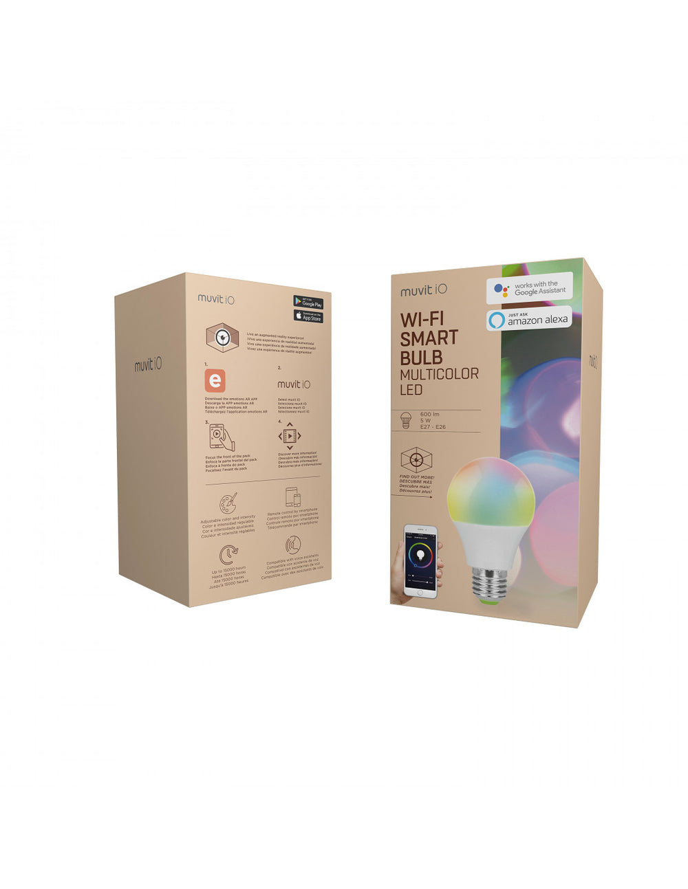 Bombilla inteligente Muvit WIFI con Luz LED Multicolor de 600Lm 5W (NUEVA)