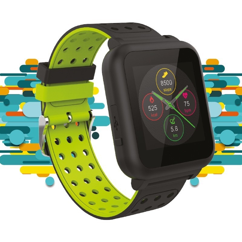 Reloj inteligente de actividad y sueño Muvit iO Trendy negro/verde (NUEVO)
