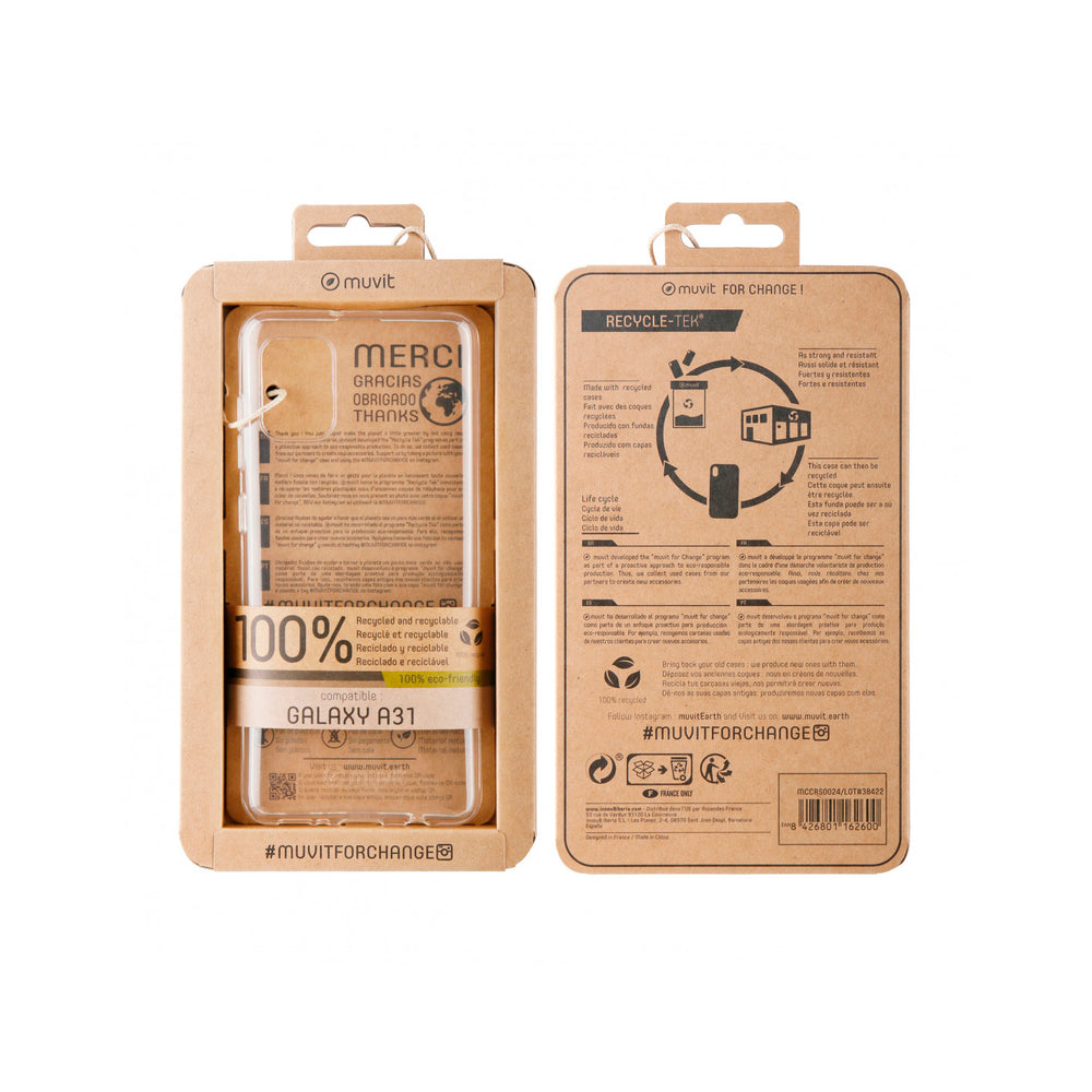 Carcasa Muvit for change para Samsung Galaxy A31 recycletek transparente.